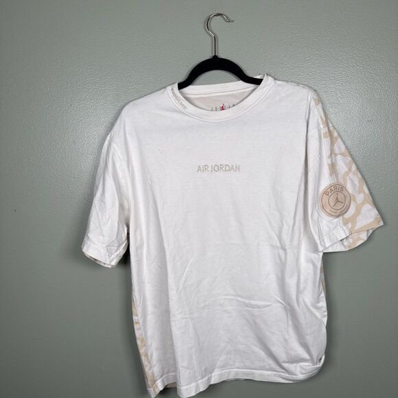 AIR‎ JORDAN PARIS SAINT-GERMAIN WM HERITAGE 85 SS CREW T-SHIRT Sz L - FLAW - Picture 1 of 16